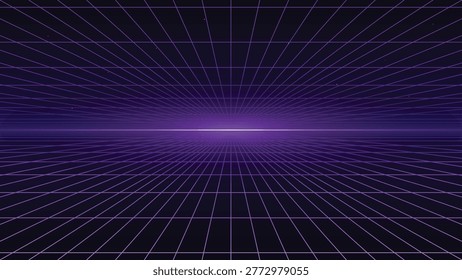 Retro 80s Synthwave Purple Glowing Perspective Grid Background Retro 80s Synthwave Purple Glowing Perspective Grid Background