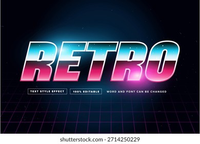 Efecto de estilo de texto retro de los años 80, Plantilla de degradado de neón Synthwave