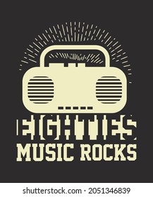 Retro 80s T-Shirt Rock Band Vintage Music Theme Eighties T-shirt - Vector Design Illustration, It Can Use For Label, Logo, Sign, Sticker For Printing For The Family T-shirt