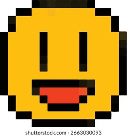 Retro 8-Bit glückliches Gesicht Symbol Pixel Stil Vektor 