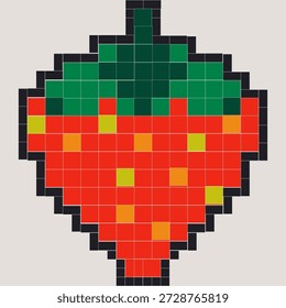 Retro 8-bit pixel art icon for Strawberry, featuring a vibrant heart shape in a classic video game style. Nostalgic throwback gaming graphic with bold colors on a transparent or solid background.