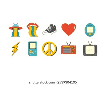 Retro 90_s Sticker Element Set 