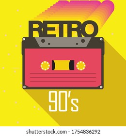 Retro 90s Cassette Tape concept, Vector