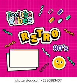 Retro 90s Elements Graphics Vintage