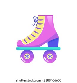 Retro 90s hippie roller isolated illustration cartoon style. Vector cartoon 1990 style set. Retro elements isolated.