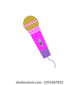 Retro 90's music Microphone Vector Illustration for Stickers, Logos, Prints, Patches and Social Media