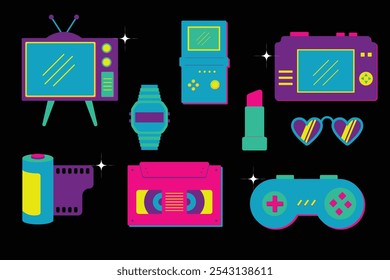Retro 90s Nostalgic Flat Illustration Pack