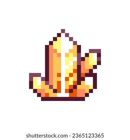 Retro 90s Pixel Art Crystal. Yellow Golden Topaz Symbol. Vintage Arcade und Video Game Treasure Mineral Design für Web, App und Y2K Fantasy Konzepte. 8 und 16 Bit Symbol-Objekte.