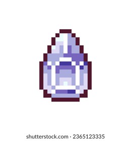Retro 90s Pixel Art Gem. Purple Sapphire Sparkle Icon. Vintage Arcade and Video Game Treasure Crystal Design for Web, App and Y2K Fantasy Concepts. 8 and 16 bit Symbol Assets.