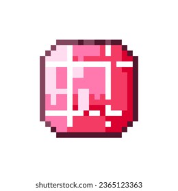 Retro 90s Pixel Art Gem. Red Ruby Icon. Vintage Arcade and Video Game Treasure Crystal Design for Web, App and Y2K Fantasy Concepts. 8 and 16 bit Symbol Assets.
