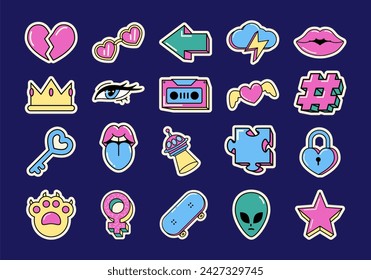 Retro 90s Sticker Element Set