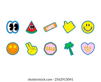 Retro 90s Sticker Element Set