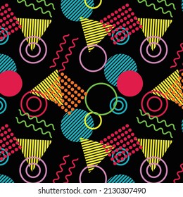 Retro 90's style pattern on black background