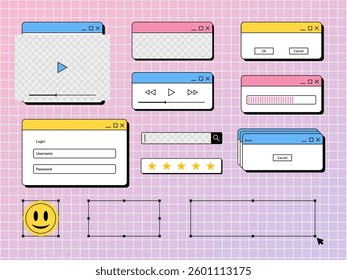 Retro 90s UI Element Set for Web Design