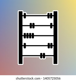 Retro abacus sign. Black icon in white shell at pastel color background. Illustration.