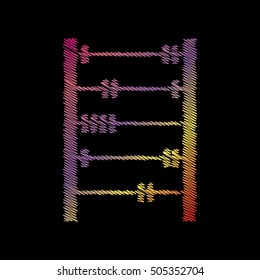 Retro abacus sign. Coloful chalk effect on black backgound.