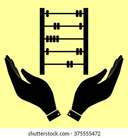 Retro abacus sign. Flat style icon vector illustration.