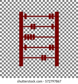 Retro abacus sign. Maroon icon on transparent background.