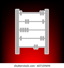 Retro abacus sign. Postage stamp or old photo style on red-black gradient background.