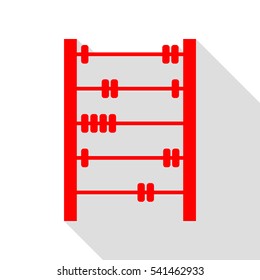 Retro abacus sign. Red icon with flat style shadow path.