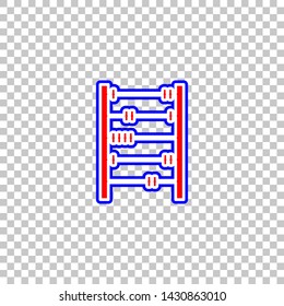 Retro abacus sign. Red, white and contour icon at transparent background. Illustration.
