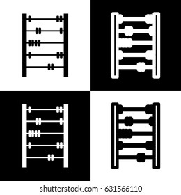 Retro abacus sign. Vector. Black and white icons and line icon on chess board.