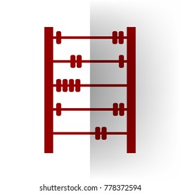 Retro abacus sign. Vector. Bordo icon on white bending paper background.