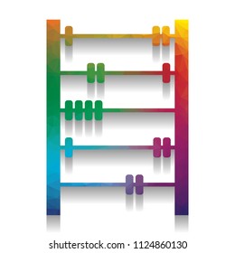 Retro abacus sign. Vector. Colorful icon with bright texture of mosaic with soft shadow on white background. Isolated.