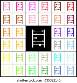 Retro abacus sign. Vector. Felt-pen 33 colorful icons at white and black backgrounds. Colorfull.