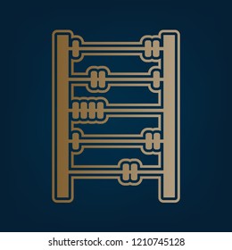 Retro abacus sign. Vector. Golden icon and border at dark cyan background.