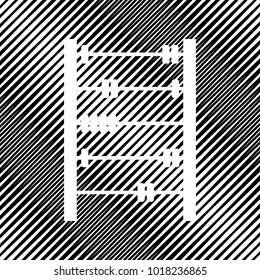 Retro abacus sign. Vector. Icon. Hole in moire background.