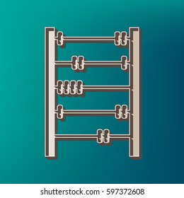 Retro abacus sign. Vector. Icon printed at 3d on sea color background.