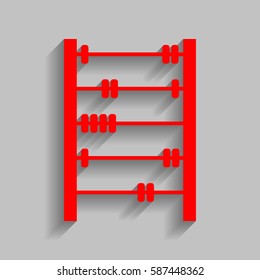 Retro abacus sign. Vector. Red icon with soft shadow on gray background.