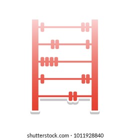 Retro abacus sign. Vector. Reddish icon with white and gray shadow on white background. Isolated.