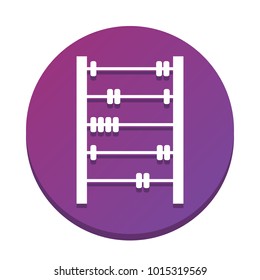 Retro abacus sign. Vector. White icon with flat shadow on purpureus circle at white background. Isolated.