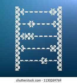 Retro abacus sign. Vector. White textured icon at lapis lazuli gradient background.