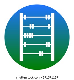 Retro abacus sign. Vector. White icon in bluish circle on white background. Isolated.