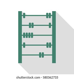 Retro abacus sign. Veridian icon with flat style shadow path.