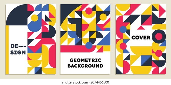 fondo geométrico abstrack retro. estilo bauhaus. afiche abstrack con un patrón geométrico. color de forma completa.