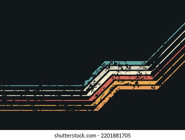 Retro abstract 1970's background design with stripes. Vintage geometric colorful lines. Vector illustration.