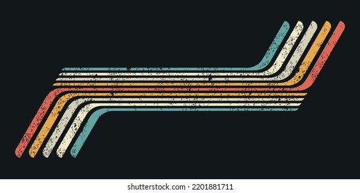 Retro abstract 1970's background design with stripes. Vintage geometric colorful lines. Vector illustration.