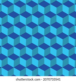 Retro Abstract 3D blue cubes seamless pattern. Great for website backgrounds, posters, banners, business cards, wallpaper and home décor  