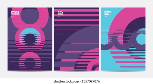 Retro abstract a4 covers. Cool shapes composition.