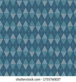 Retro Abstrakter Argyle Blau und grüner Vektorhintergrund Nahtloses Muster