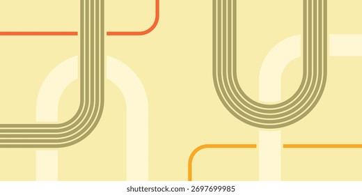 Retro abstract background with curved parallel lines in a vintage seventies color palette