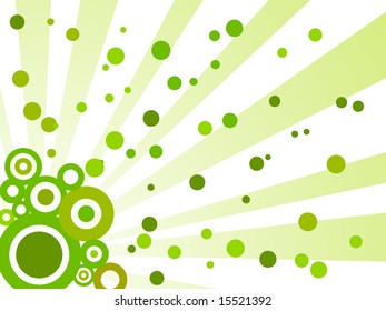 retro abstract background with green sunrays