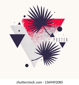 Retro abstract background. The poster with the flat figures. Vector illustration.