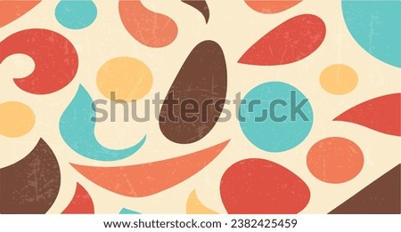 Retro abstract background. Abstract Random Objects with basic classic five color combination. 