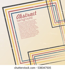 Retro abstract background with stripes labyrinthine design and place for text flat vector illustration  