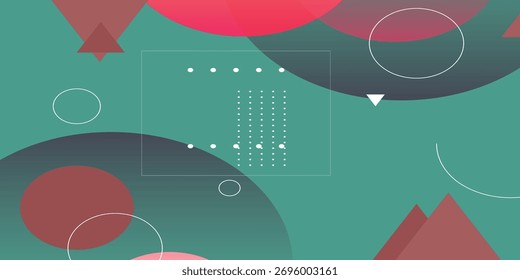 Abstrakter Retro-Hintergrund mit Teal-, Rot- und geometrischen Kreisen